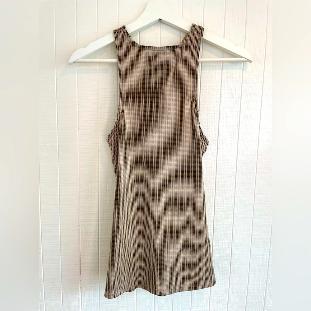 Beige Black Y2K Halter Top with Boho Buckle Detail - Picture 2 of 7
